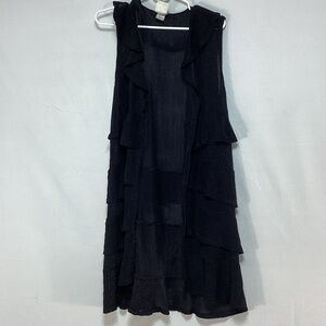 Vocal XL  Black Sleeveless ruffled Cardigan